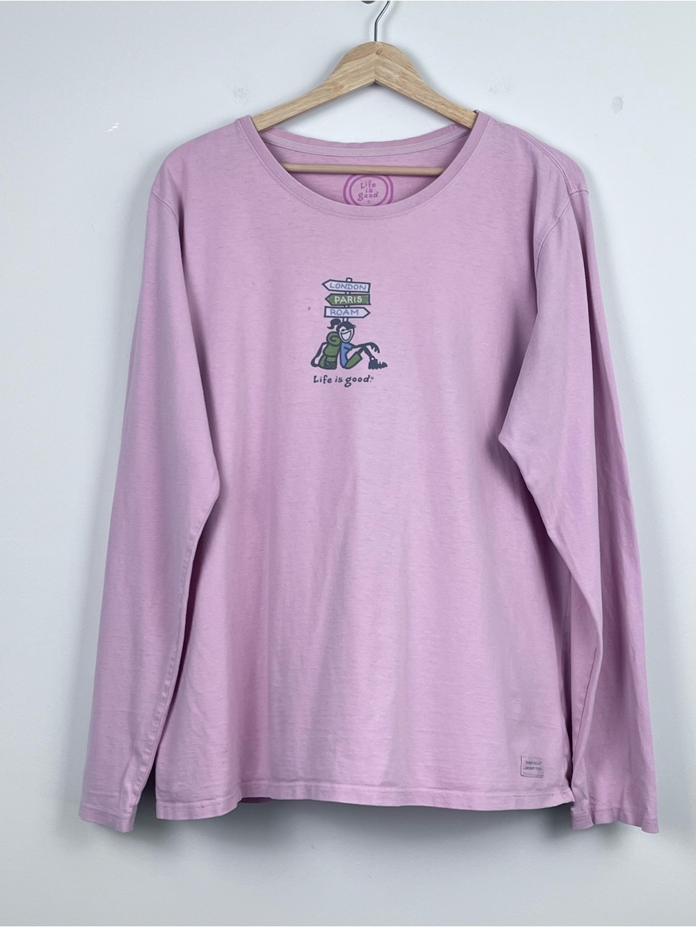 Life Is Good Women's 100% Cotton Travel Themed Long Sleeve Graphic Tee Size XL